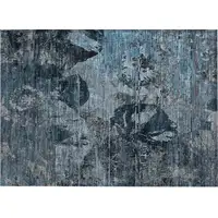 Photo of Blue and Dark Blue Floral Washable Non Skid Indoor Outdoor Area Rug