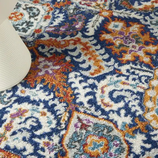 Blue and Gold Intricate Area Rug Photo 4