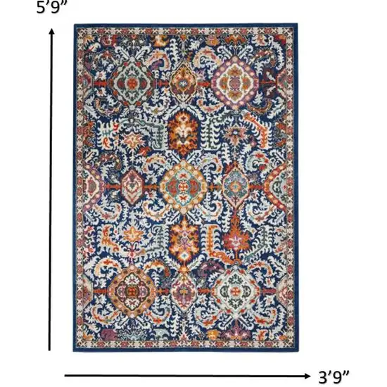 Blue and Gold Intricate Area Rug Photo 6