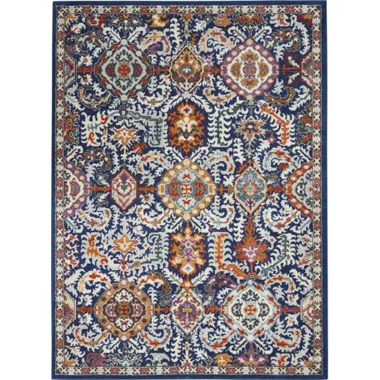 Blue And Ivory Power Loom Area Rug Photo 1