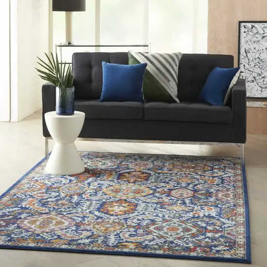 Blue and Gold Intricate Area Rug Photo 8