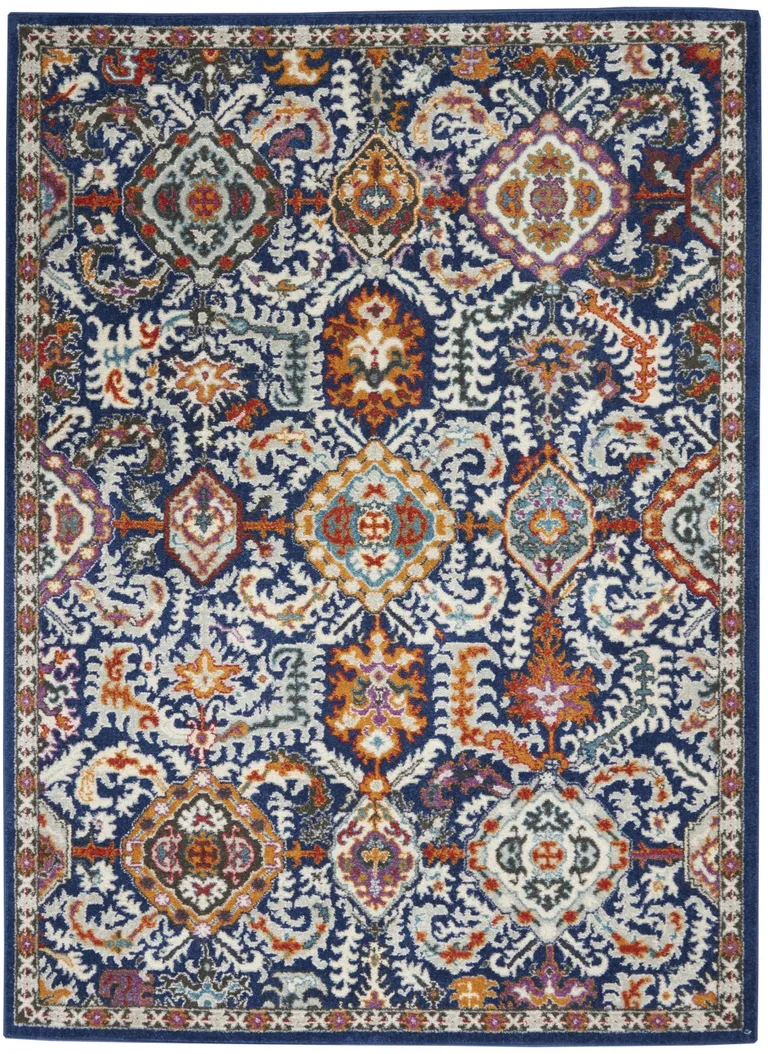 Blue and Gold Intricate Area Rug Photo 1