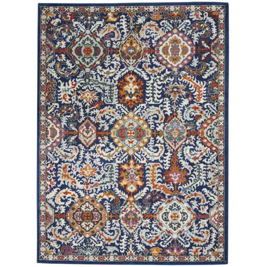 Blue and Gold Intricate Area Rug Photo 1