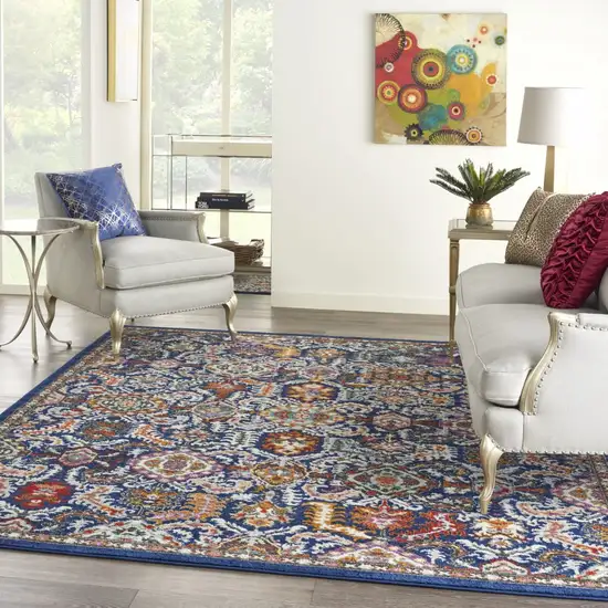 Blue and Gold Intricate Area Rug Photo 8