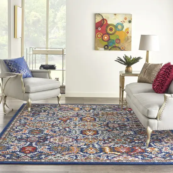 Blue And Ivory Oriental Area Rug Photo 9