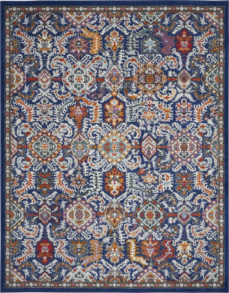 Blue and Gold Intricate Area Rug Photo 1