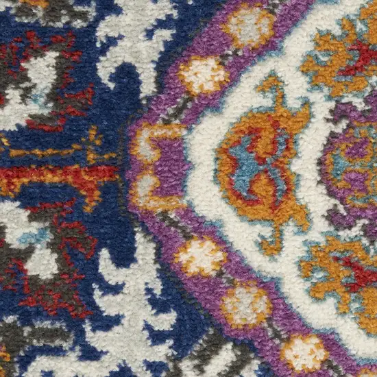 Blue And Ivory Power Loom Area Rug Photo 3