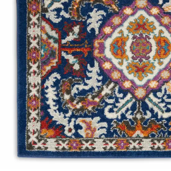 Blue and Gold Intricate Area Rug Photo 5