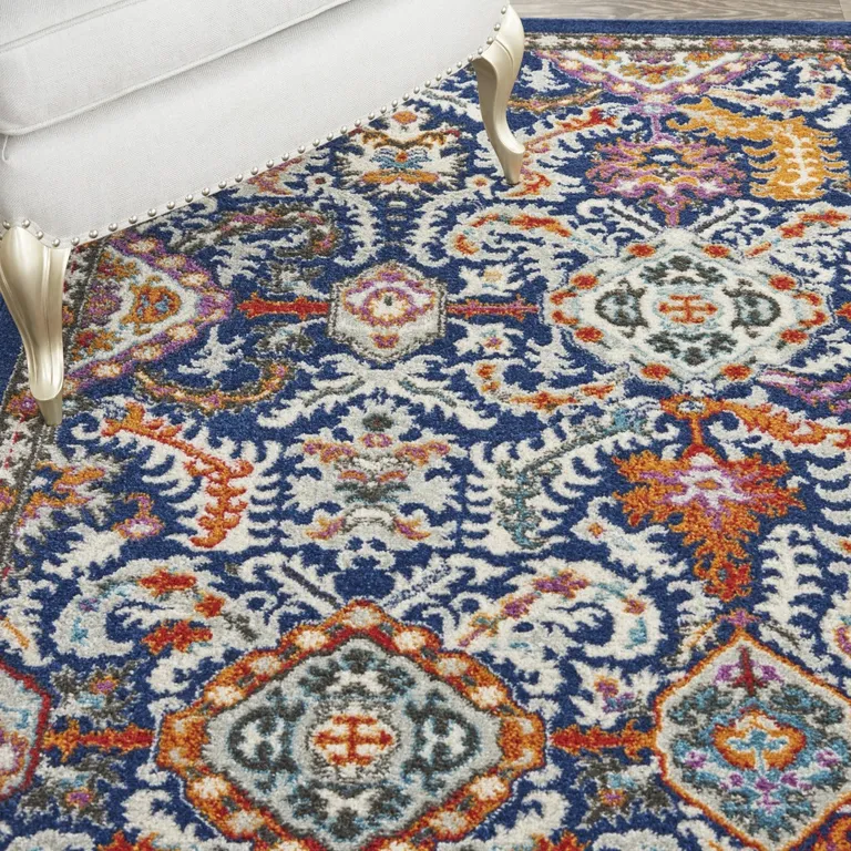 Blue and Gold Intricate Area Rug Photo 4