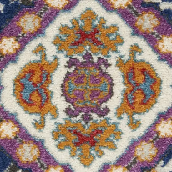 8' Blue And Ivory Oriental Runner Rug Photo 7