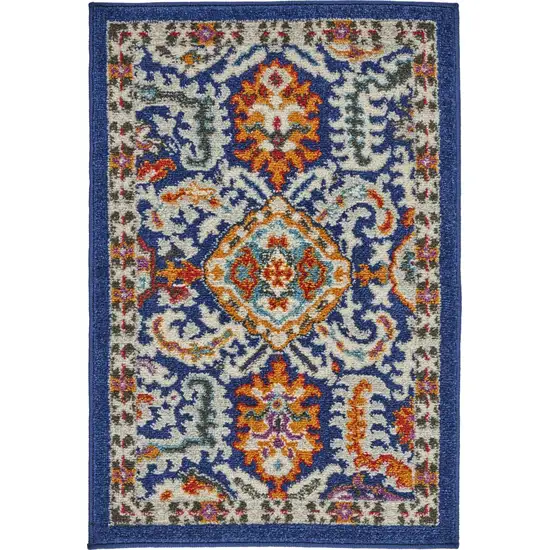 Blue and Gold Intricate Scatter Rug Photo 1