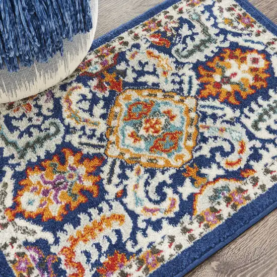 Blue And Ivory Power Loom Area Rug Photo 8