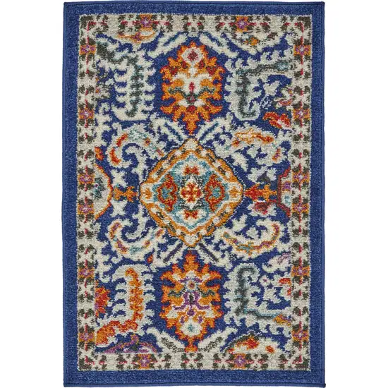 Blue And Ivory Oriental Area Rug Photo 7