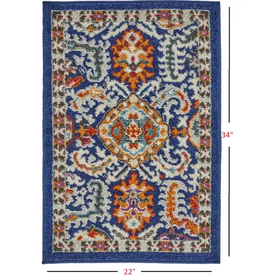 Blue and Gold Intricate Scatter Rug Photo 5