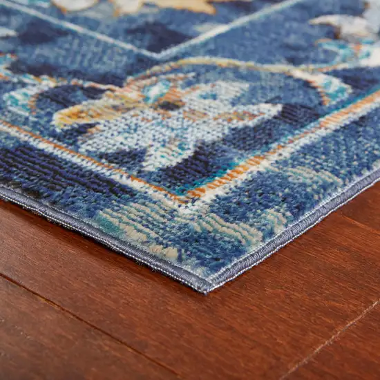 Blue and Gold Jacobean Area Rug Photo 4