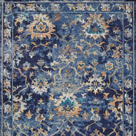 Blue and Gold Jacobean Area Rug Photo 8