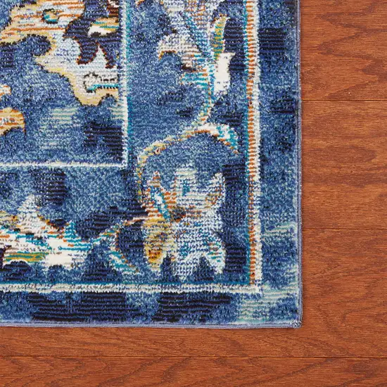 Blue and Gold Jacobean Area Rug Photo 6