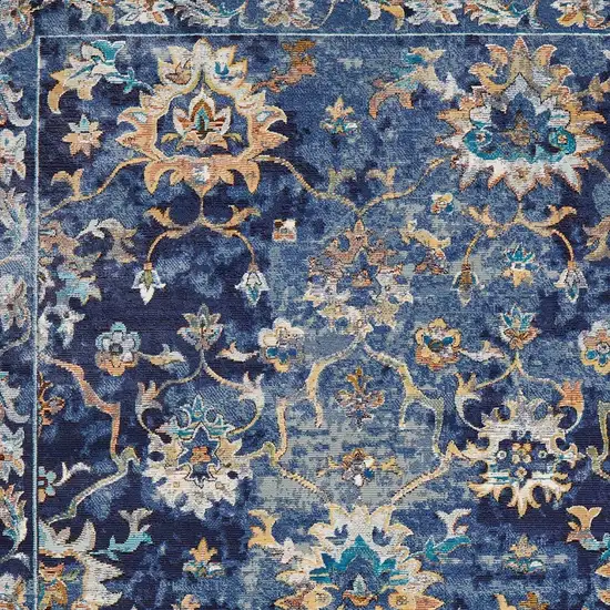 Blue and Gold Jacobean Area Rug Photo 7