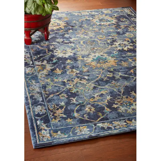 Blue and Gold Jacobean Area Rug Photo 7