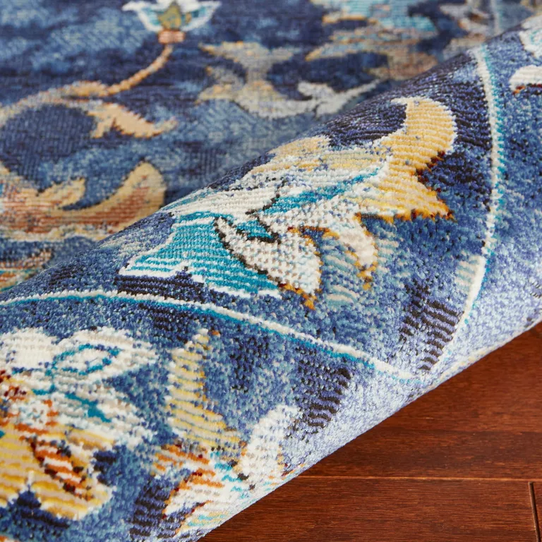 Blue and Gold Jacobean Area Rug Photo 5