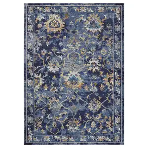 Photo of Blue and Gold Jacobean Area Rug