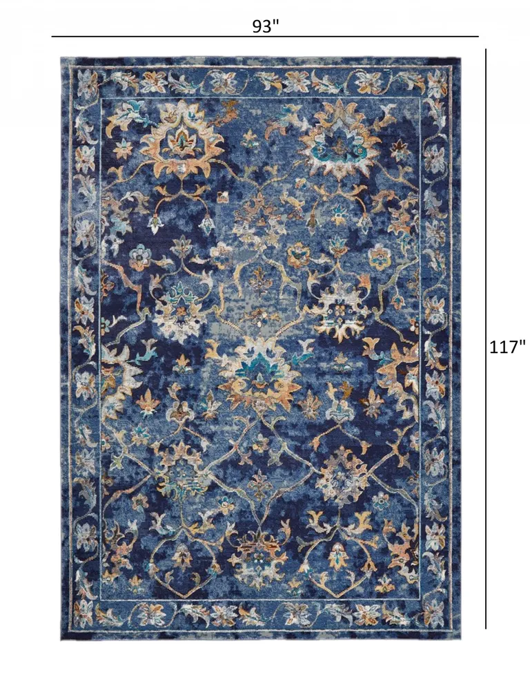 Blue and Gold Jacobean Area Rug Photo 4