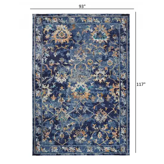 Blue and Gold Jacobean Area Rug Photo 4