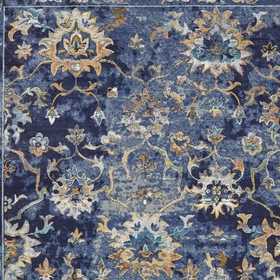 Blue Aqua and Gold Oriental Distressed Area Rug Photo 7