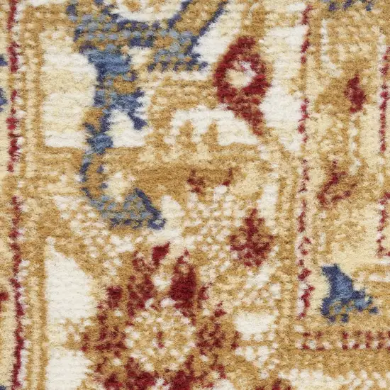 Blue and Gold Medallion Power Loom Distressed Area Rug Photo 5