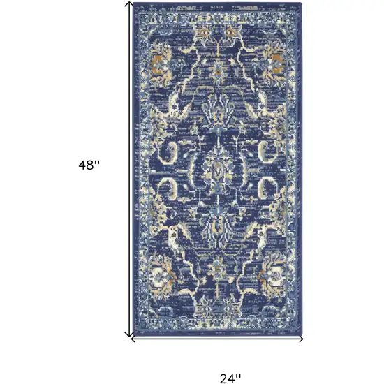 Blue And Gold Oriental Area Rug Photo 3