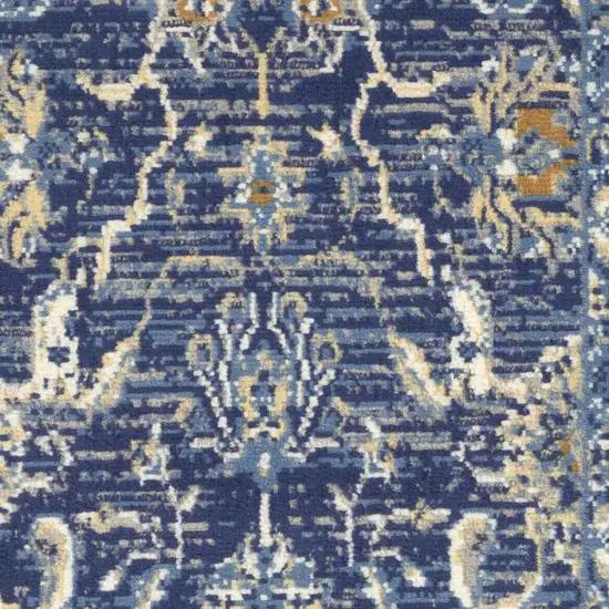 Blue and Gold Oriental Power Loom Area Rug Photo 8