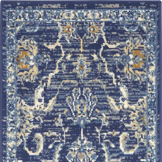 Blue and Gold Oriental Power Loom Area Rug Photo 8