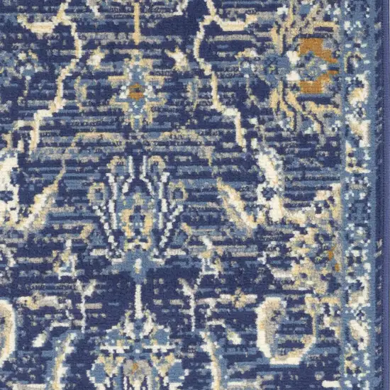 Blue and Gold Oriental Power Loom Area Rug Photo 7