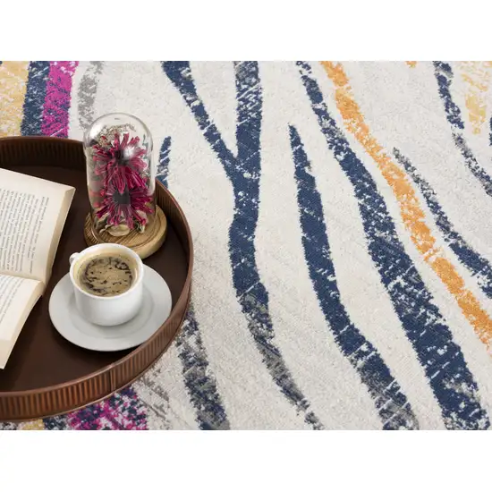 Blue and Gold Zebra Pattern Area Rug Photo 3