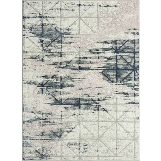 Blue and Gray Abstract Area Rug Photo 2