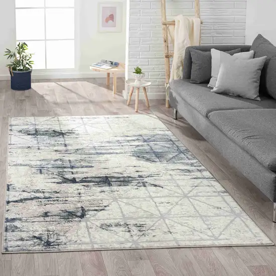 Blue and Gray Abstract Area Rug Photo 8