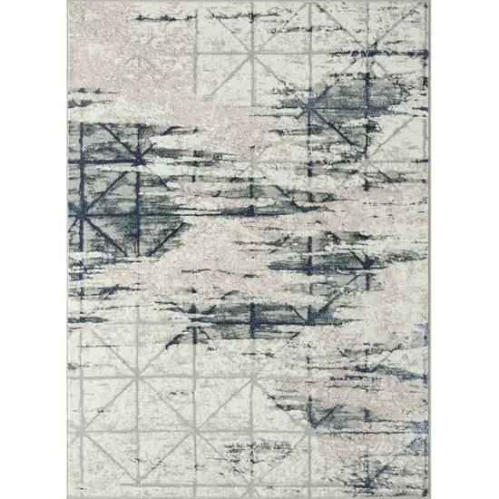 Blue and Gray Abstract Area Rug Photo 4