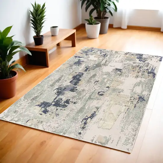 Blue and Gray Abstract Area Rug Photo 2