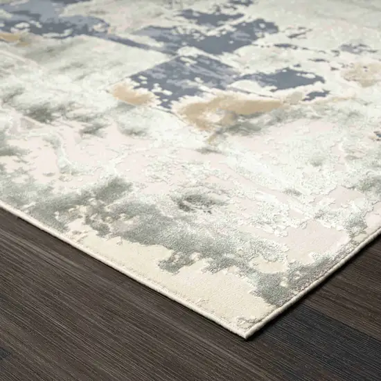 Blue and Gray Abstract Area Rug Photo 3