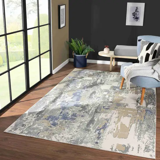 Blue and Gray Abstract Area Rug Photo 8