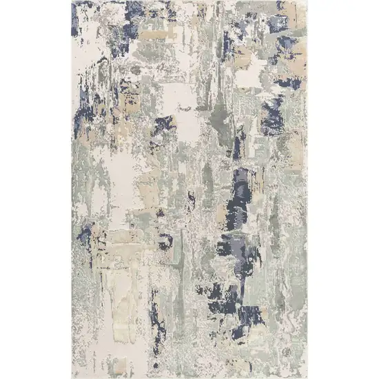 Blue and Gray Abstract Area Rug Photo 5