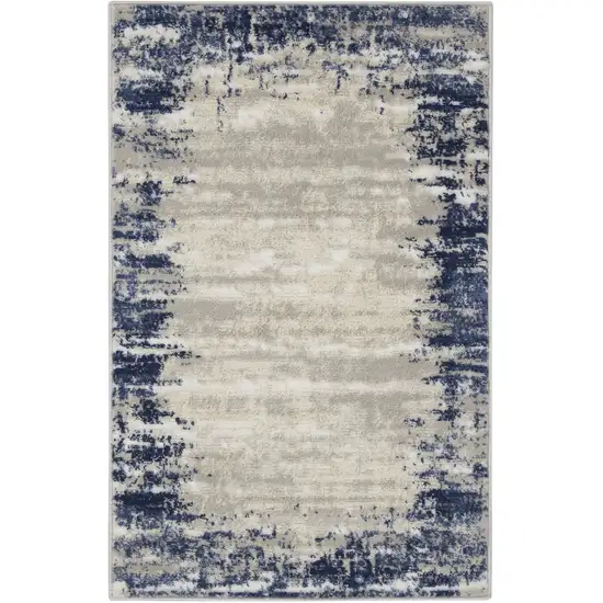 Blue and Gray Abstract Area Rug Photo 7