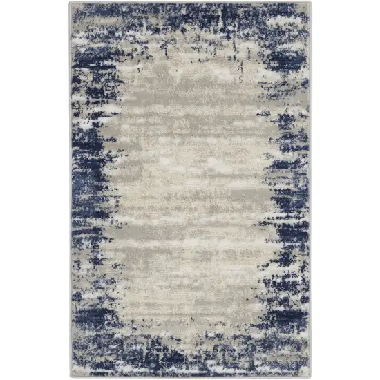 Blue and Gray Abstract Area Rug Photo 2