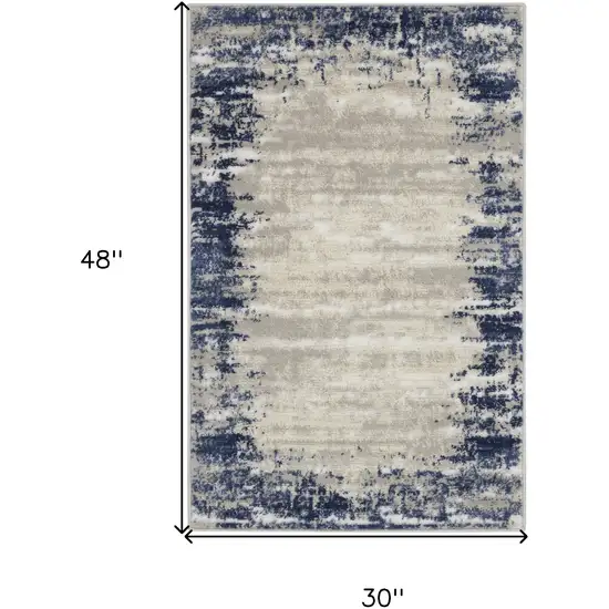 Blue and Gray Abstract Area Rug Photo 3