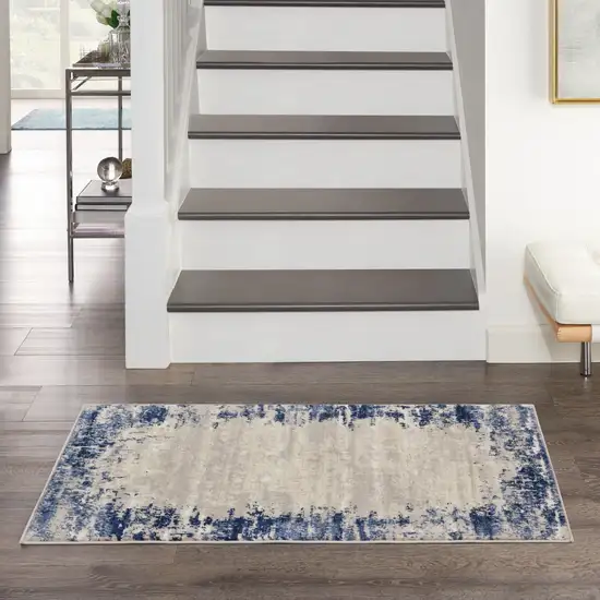 Blue and Gray Abstract Area Rug Photo 8