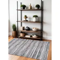 Photo of Blue and Gray Abstract Distressed Area Rug