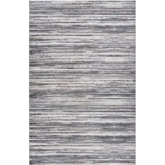 Blue and Gray Abstract Distressed Area Rug Photo 2