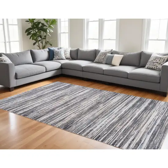 Blue and Gray Abstract Distressed Area Rug Photo 1