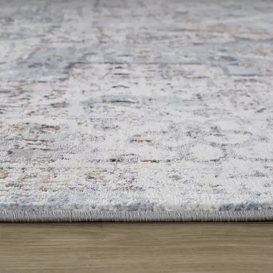 Blue and Gray Abstract Distressed Area Rug Photo 8