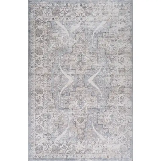 Blue and Gray Abstract Distressed Area Rug Photo 5